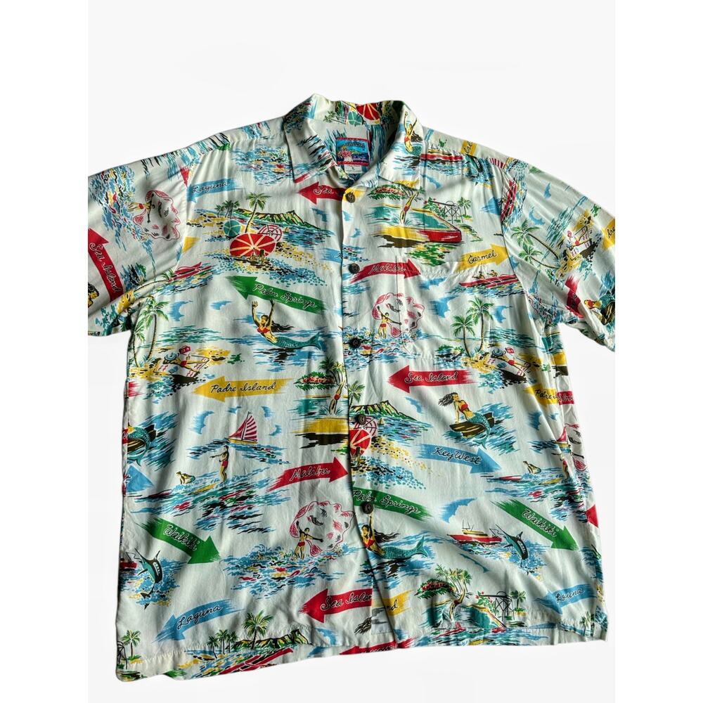 Vintage Hawaiian Shirt Made in Hawaii Rayon Aloha Camp Shirt Men's Large